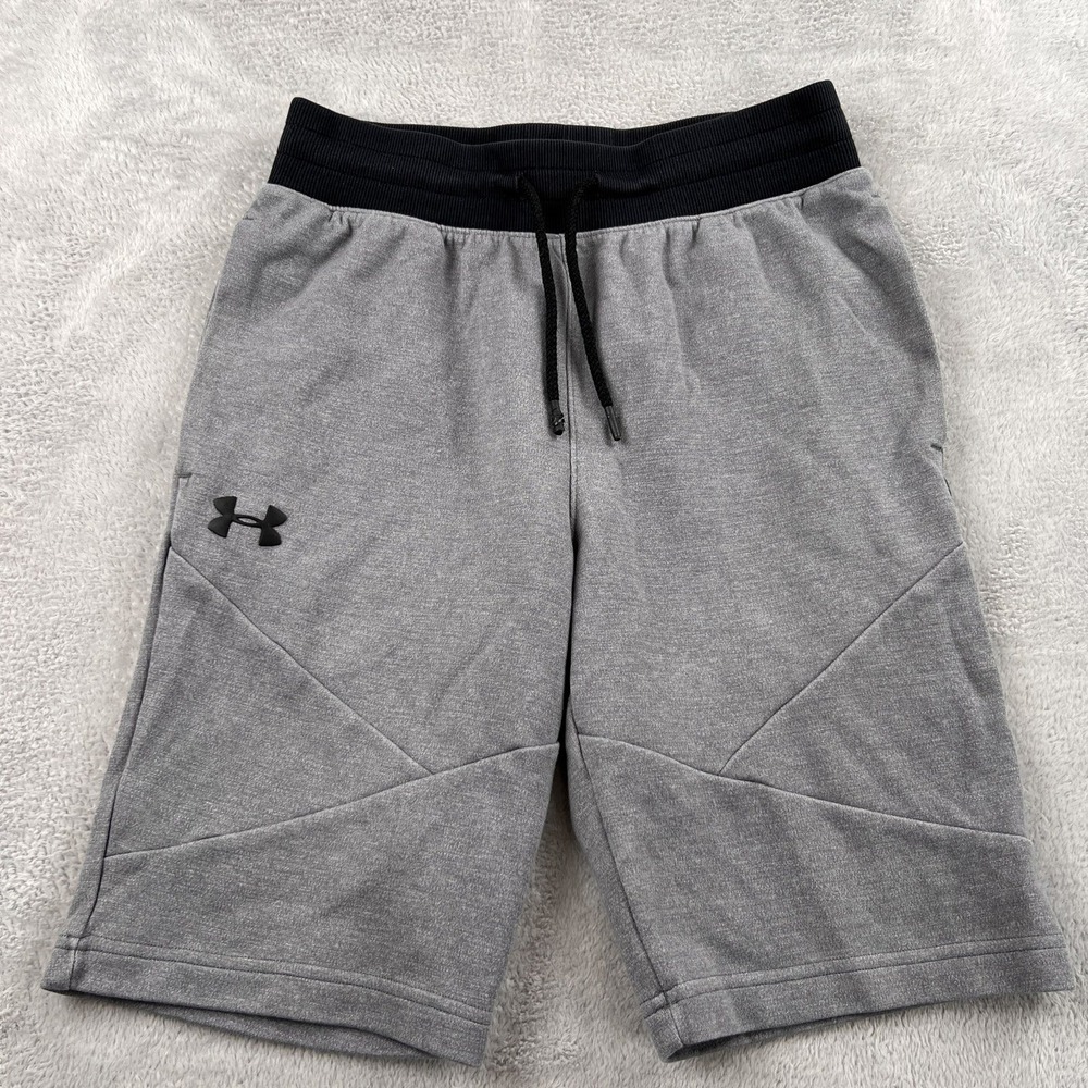 Under Armour Fleece Shorts S Gray Men Athletic Training Gym Drawstring Pockets